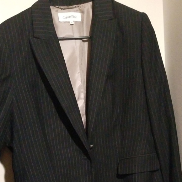 Calvin Klein black pinstripe blazer top - Picture 6 of 6